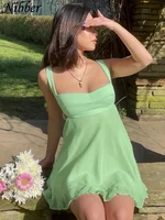 Nibber Vestidos Elegantes Para Mujer Solid Color Cutout Slim Sling Dress Sexy Backless Ruffle Dress Female2023 - Image 3