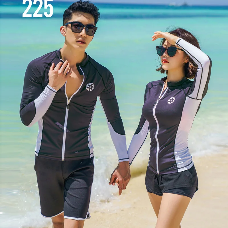 Women's Three Piece Rash Guard Long Sleeve Shirt Zip Up, UV/Sun Protection Swimsuit Tankini, Water Beach Surf Bath Suit Wetsuit