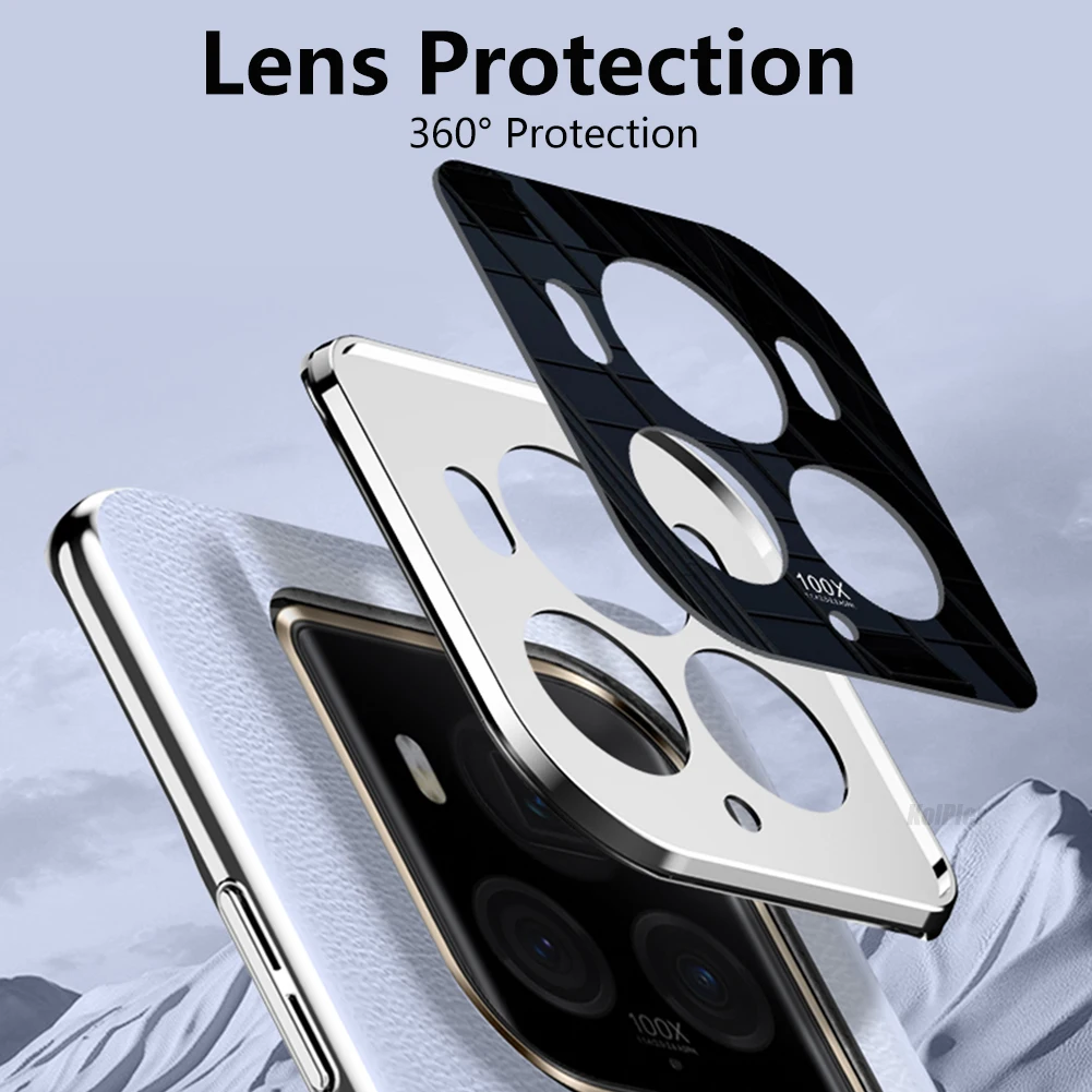 Leather Hard Shockproof Case with Lens Protection & Plating Finish