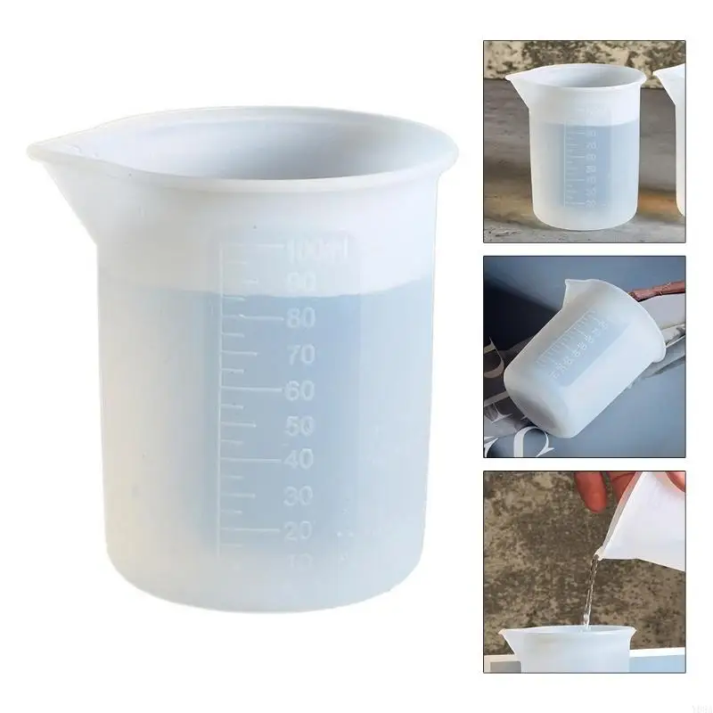 Y08A 100ml Non-Stick Silicone Cup Epoxy Resin Mixed Measuring Cup Accessories Gadgets
