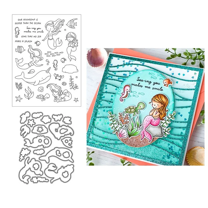 

Mermaid New Metal Cutting Dies Stamps Stencils Scrapbooking Photo Album Decorative Embossing DIY Paper Cards