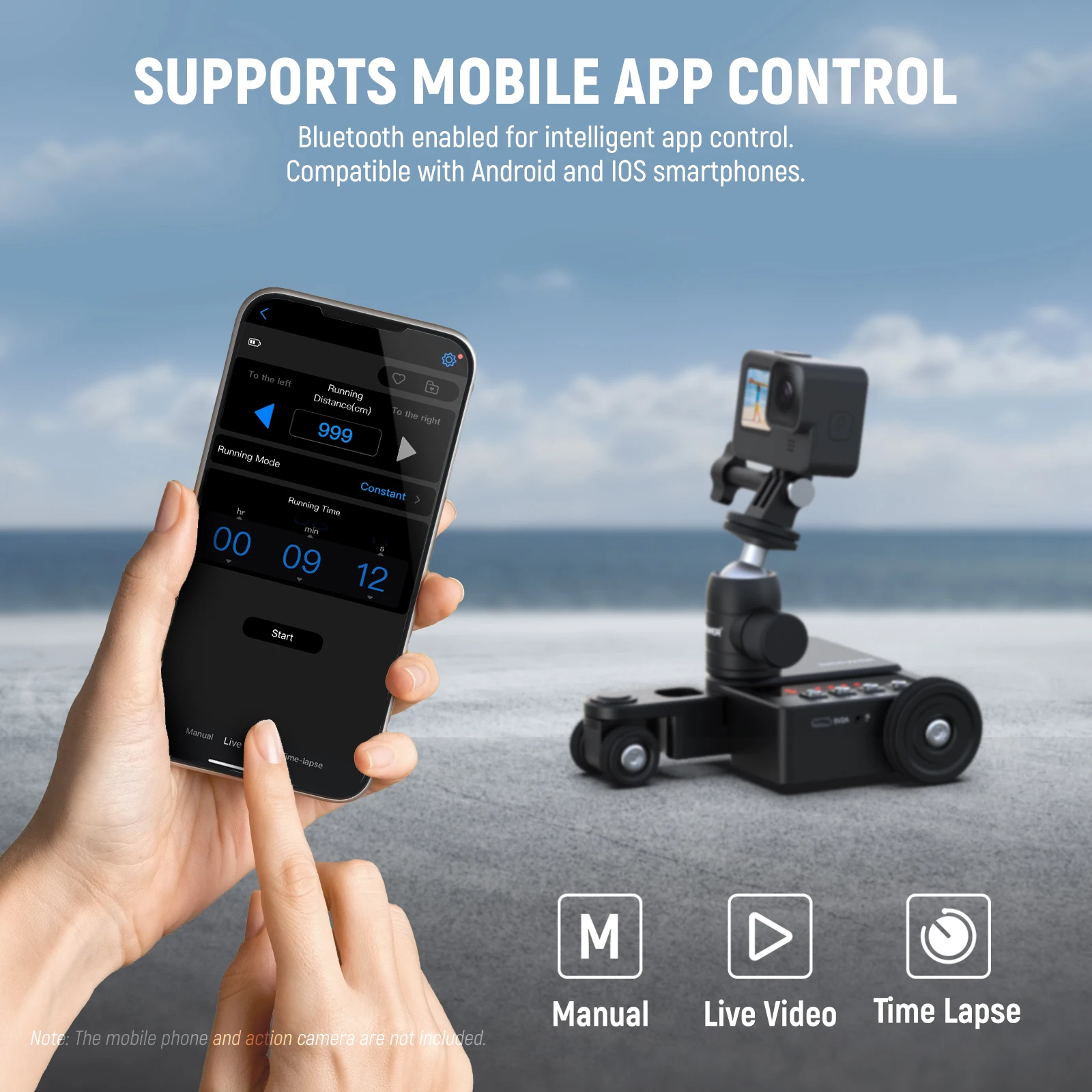 NEEWER motorized camera dolly with app control ultra silent slider for GoPro Hero 12 iPhone 15 Pro Max Samsung S23