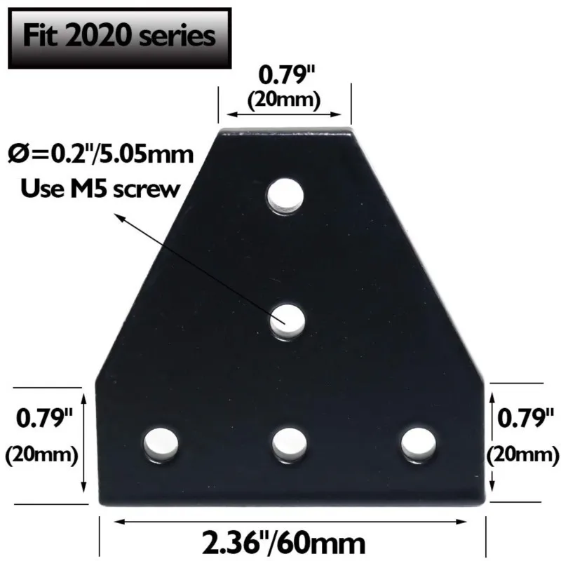 graus placa de conexao externa extrusao perfil 5 furos 4 pcs lote 2020 01