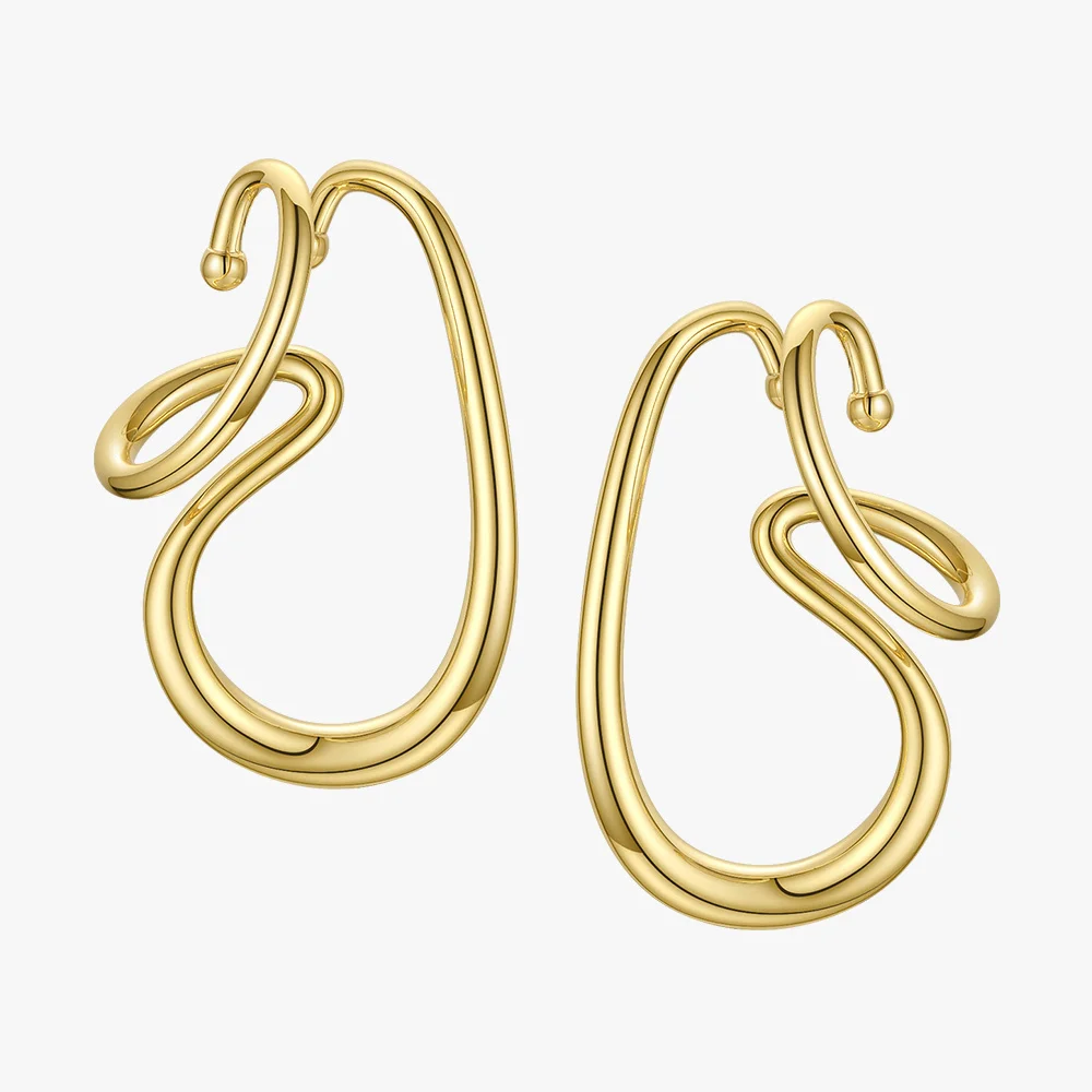 

Женские серьги-каффы с неровными линиями ENFASHION золотого цвета без пирсинга, модные ювелирные изделия 2020, подарки друзьям, серьги E1206
