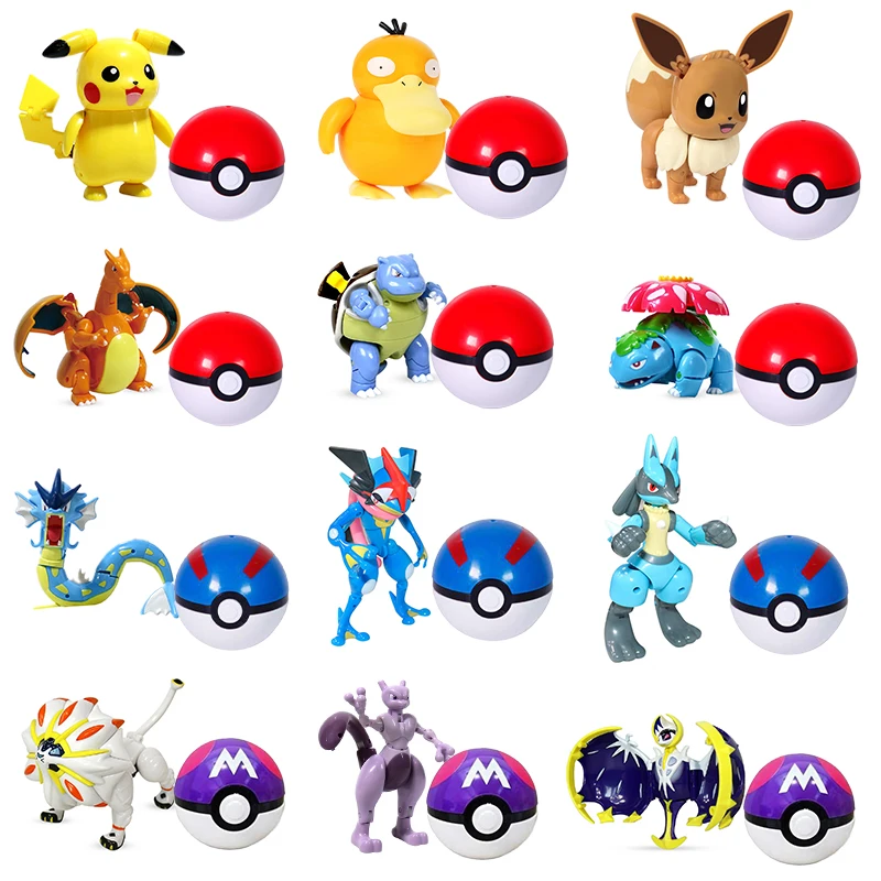 Genuino Pokemon Ball Toy Set Pocket Monster Pikachu Gyarados Solgaleo Lunala Action Figure Anime Pokeball Modello Bambino Ragazzo Regali