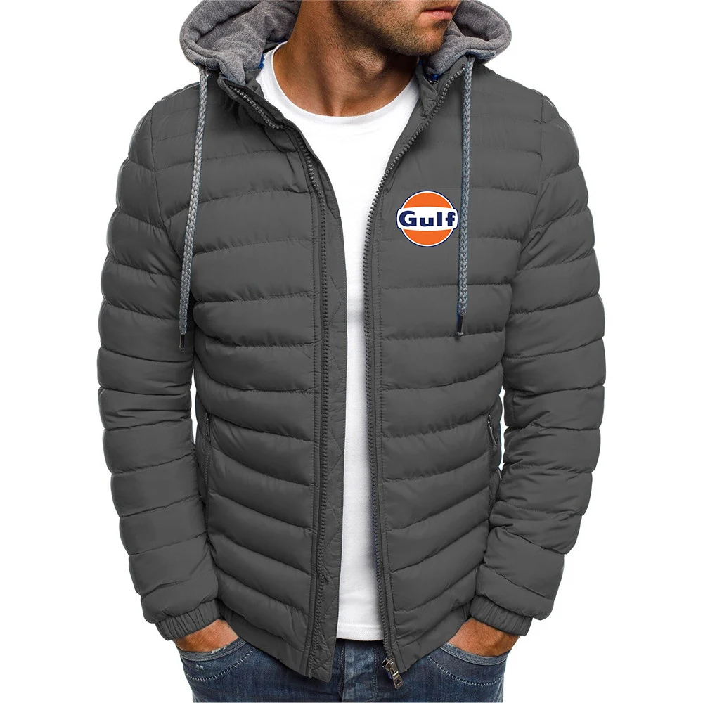 

2023 Gulf Print Autumn And Winter New Solid Hooded Cotton Suit 7 Colors Men Coat Comfortable Clothing Parkas