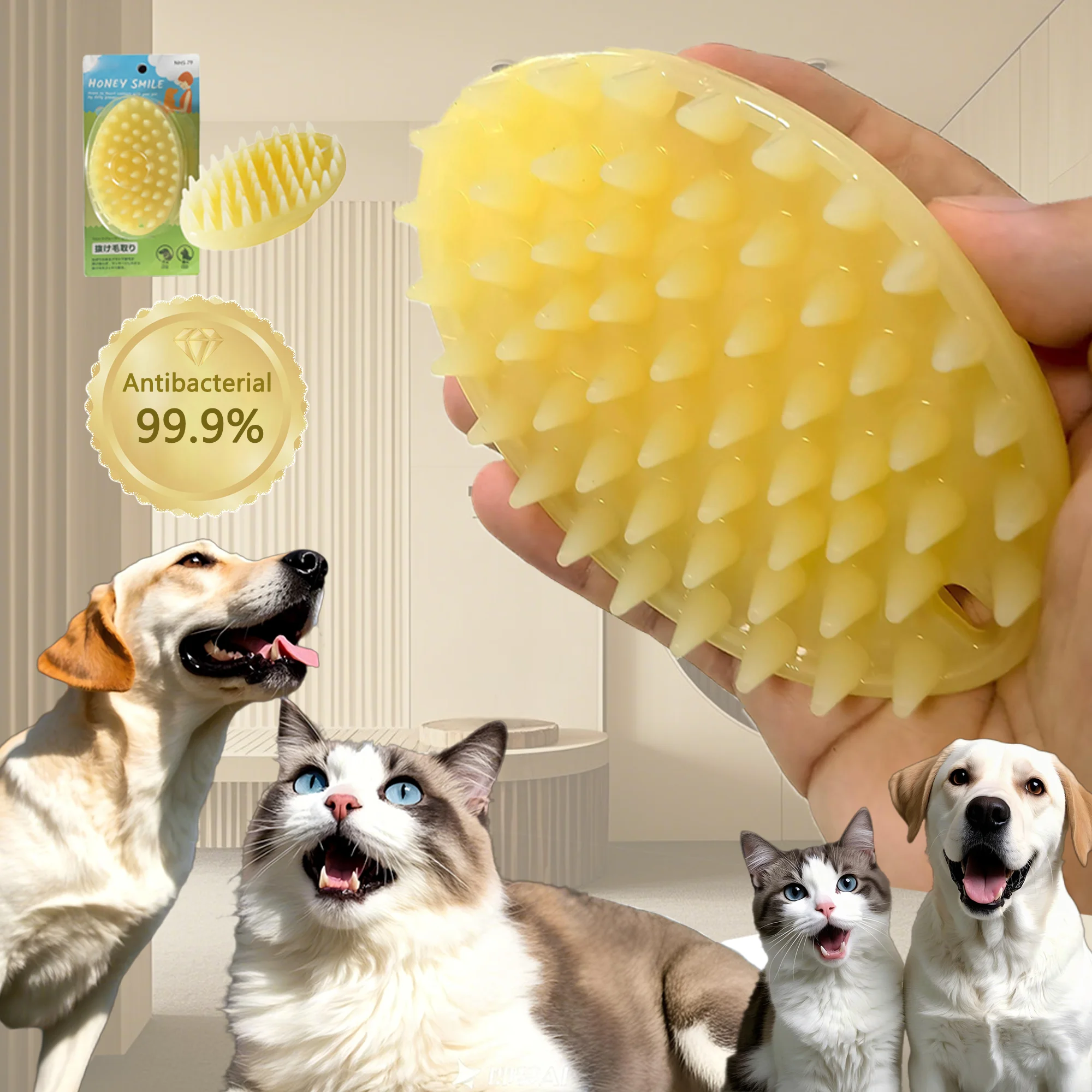 Silicone Bristles Dog Cat Massage Brush Combs Cleaner Puppy Hair Removal Slicker Brushes Wash Tools For Pets pet brush comb