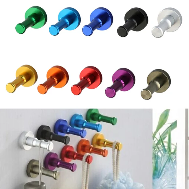 1Pc Colorful Decorative Wall Hanger Metal Aluminum Drilling Wall Mount Hanger For Clothes Key Towel Hooks Bathroom Kitchen Decor 1Pc Colorful Decorative Wall Hanger Metal Aluminum Drilling Wall Mount Hanger For Clothes Key Towel Hooks Bathroom Kitchen Decor