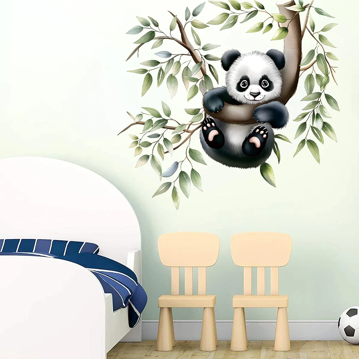 Garneck Adesivo Murale Rimovibile Con Panda Sul Ramo Di Bambù - 26x48 Cm - Decorazione Da Parete Per Cameretta, Camera Da Letto, Sala Giochi - Facile Da Applicare E Rimuovere - 2