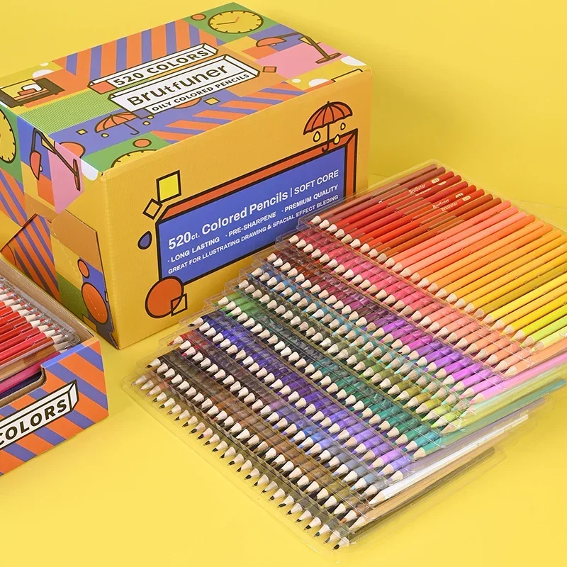 

520pcs Brutfuner Colored Set Art Coloring Oil For Soft Sketch Drawing Professional Supplies Artist s Pencil Colors
