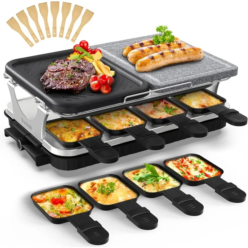 

Voohek Корейская решетка для барбекю Raclette гриль для стола Hibachi Электрический внутренний гриль 2 в 1 антипригарная гриль и естественное приготовление