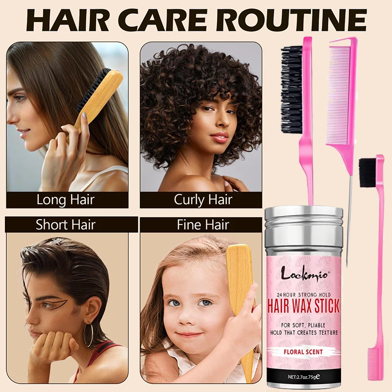 Wax Stick Set Professional Styling Kit For Women Anti-frizz Smoothing Broken Back Hair Mud Messy Hairs Control Wax Rod