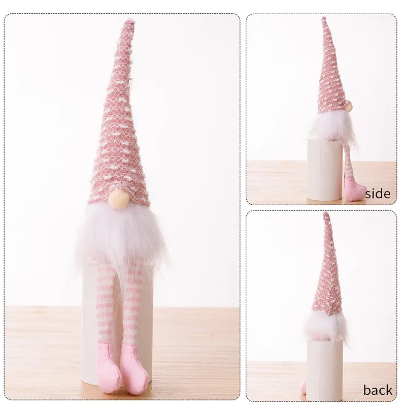 Hand knitted long leg gnome Christmas ornament faceless doll striped hat Rudolph doll Xmas tree home table decor New Year gift