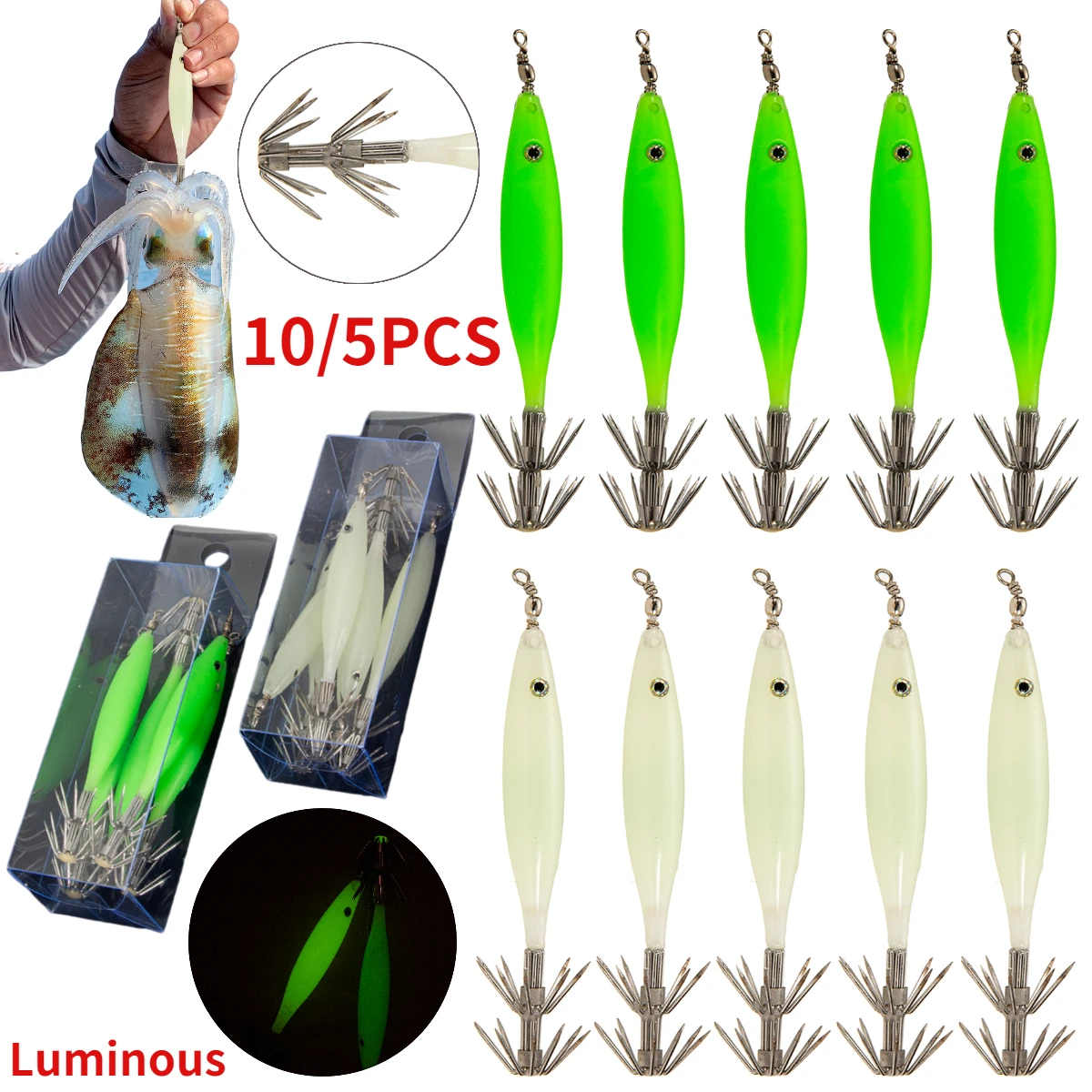 Luce di pesca per calamari blu