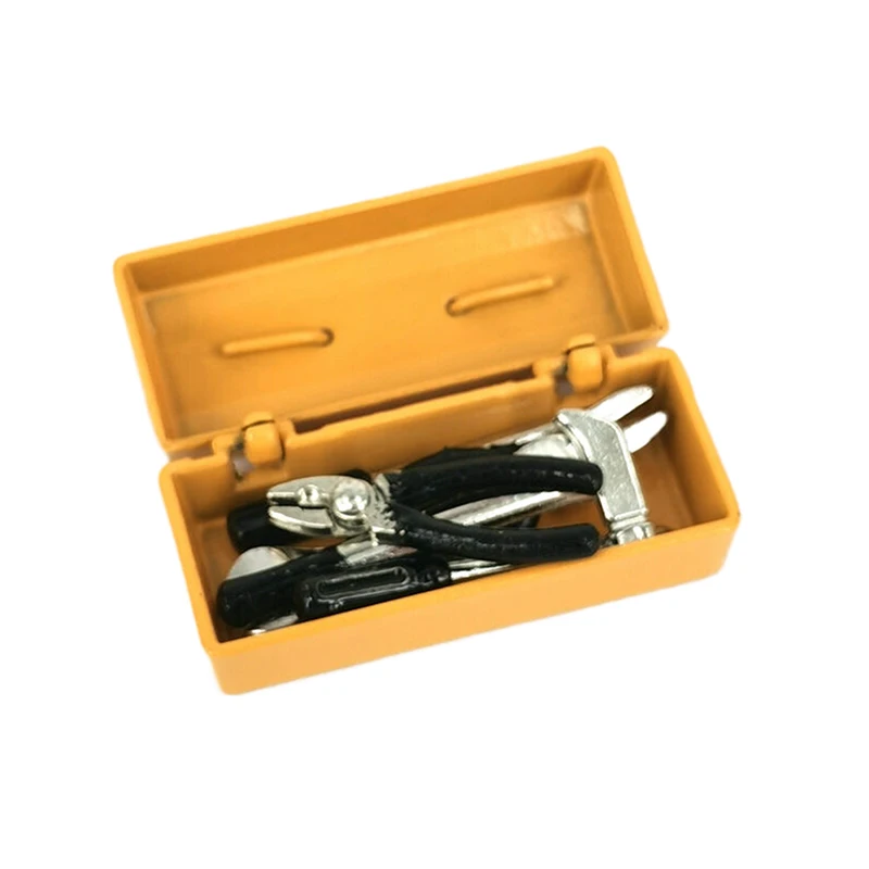 1Set Miniatur-Werkzeugkasten + 6 handgefertigte Werkzeuge Modell Möbel Zubehör Haus Dekor Geschenk – Detail 3