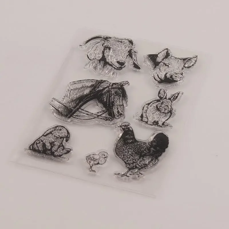 Animals Pig Rabbit Horse Transparent Clear Silicone Stamp for Seal DIY Scrapbooking Photo Album