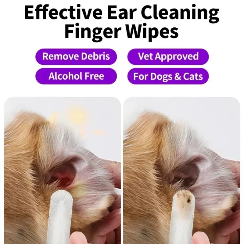 Pet Finger Wipes Tooth Ear Cleaning Wipes Ear Care Fingertips Mite Removal Disposable Cleaning Pet Products Health
