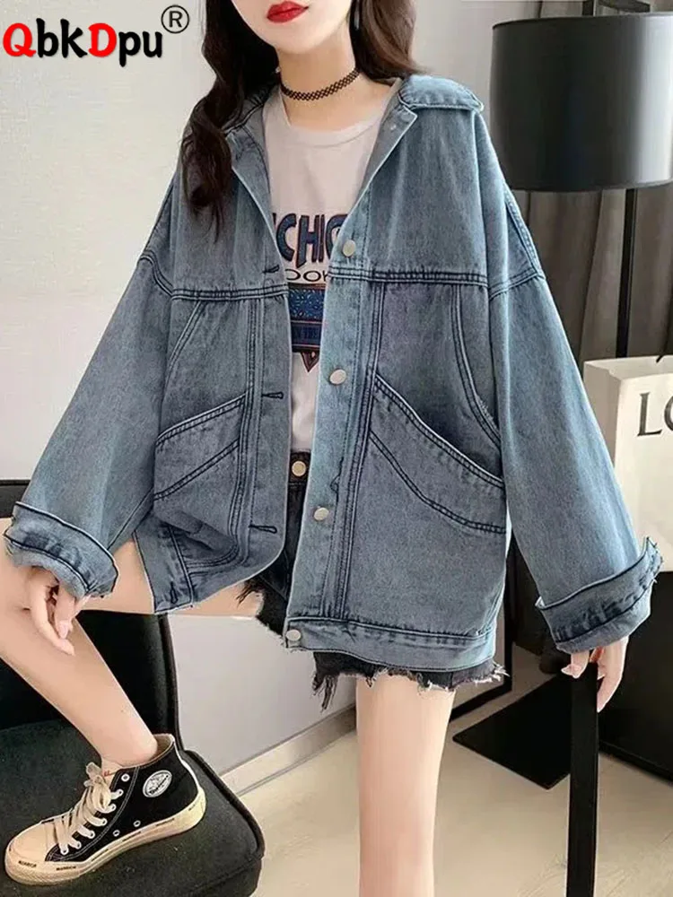 

Джинсовая куртка Ceketler женская с отложным воротником, модная однотонная Классическая хлопковая винтажная верхняя одежда из денима, в Корейском стиле, свободного покроя, на весну