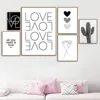 Black And White Cactus Love Hearts Canvas Painting Hand In Hand Poster Minimalist Quotes Decor Modern Wall Art Prints Home Decor 2