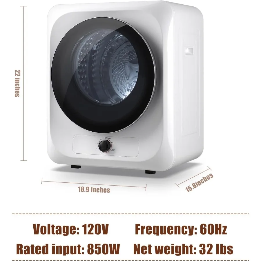 10Lbs Portable Dryer 110V Compact Electric Clothes Dryer for Home Laundry Apartment RV Living with 5 Drying Modes Front Load De