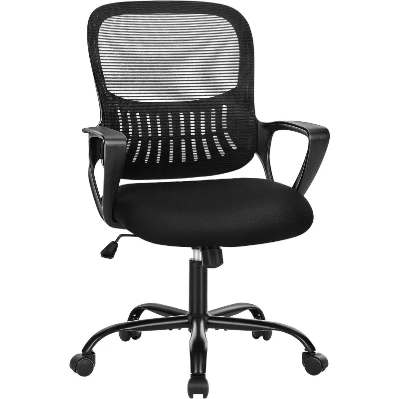 

Office Chair, Mid Back Computer Ergonomic Mesh Desk with Larger Seat, Executive Height Adjustable Swivel Task with Lumbar