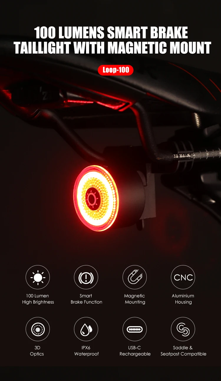 Gaciron Smart Brake Bike Rücklichts ch laufe-100 Fahrrad Rücklicht Magnet  befestigung für Sitzrohr & Sattel wasserdichte Fahrrad lampe - AliExpress