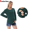 New Maternity Clothes Womens LongSleeve Crew Neck Solid Color Nursed Tops Casual T Shirt For Breastfeeding 1