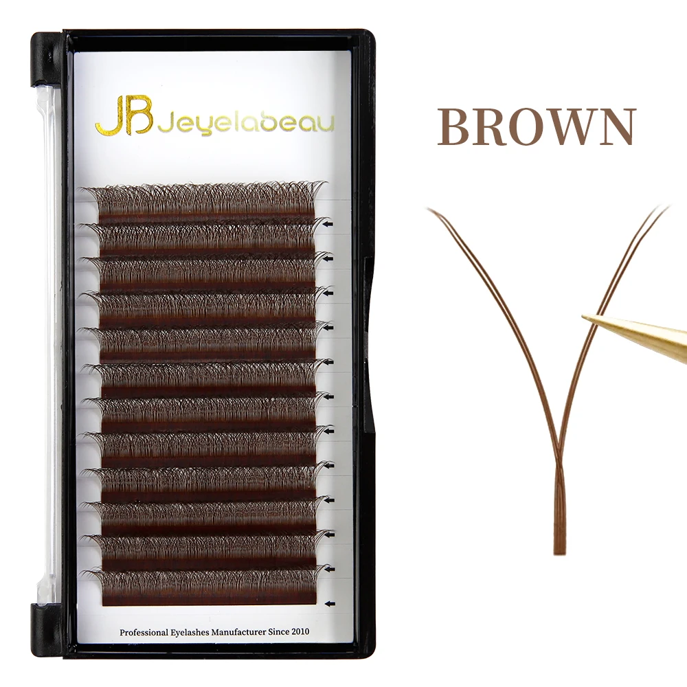 JB Jeyelabeau Natural Brown Eyelash Extensions - Soft Individual Fake Lashes with Dual Tips (7-15mm)