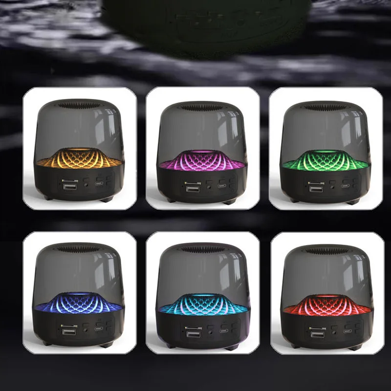 Portable Bluetooth Speaker 4-generation Glazed Bright light Heavy bass Transparent Glass