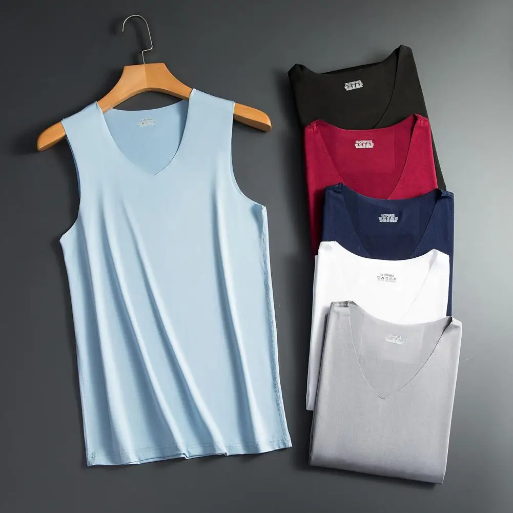 

Sports Vest Stylish Anti-pilling Ice Silk Slim Fit Seamless Pullover Vest Top Streetwear Seamless Vest Men Vest