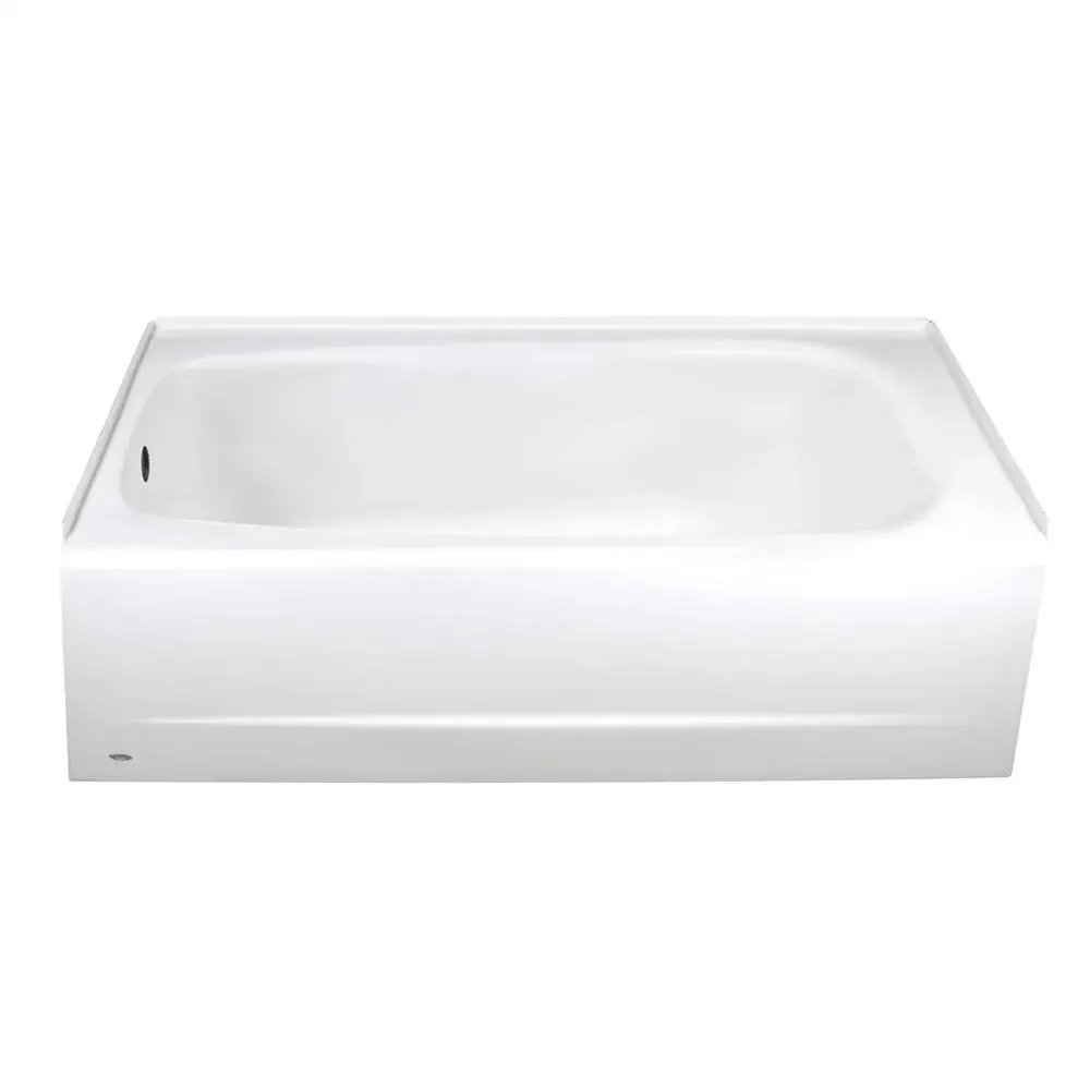 60-Inch White Textured Porcelain-Enameled Steel Bathtub Left Hand Drain Safety Padded Bars 5