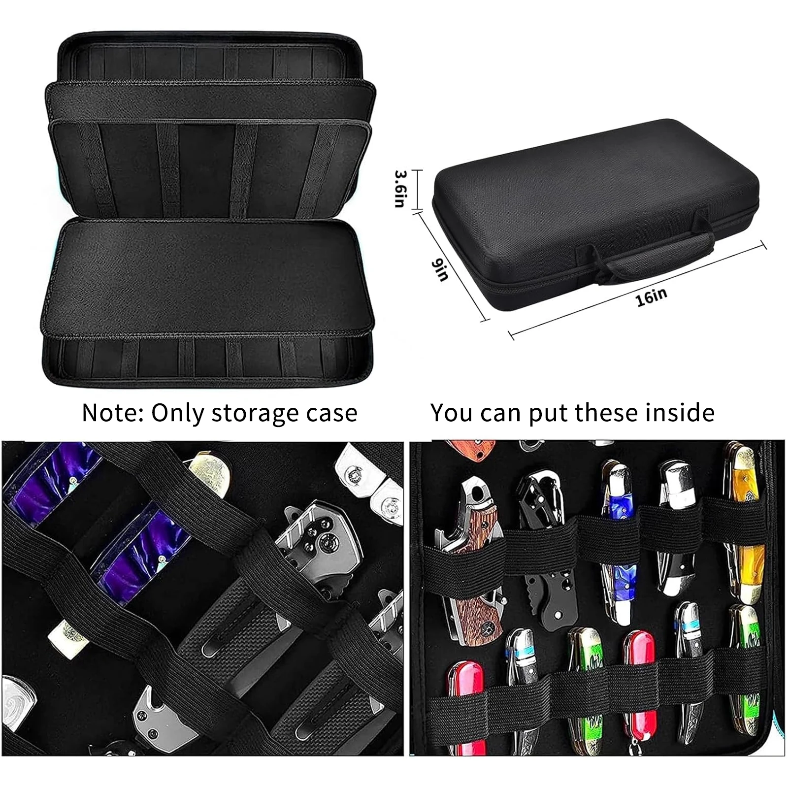 （CASE ONLY)Knife Display Case for 66+ Pocket Knives. Folding Holder, Butterfly Storage Organizer, Knives Roll Collection Pouch 4