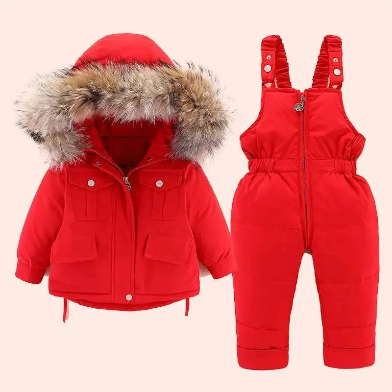 Down Jacket Children Jackets Girls Coat 2pcs Set Baby toddler Girl kids clothes autumn winter + jumpsuit Warm coat Infant snowsuit 0-6Year