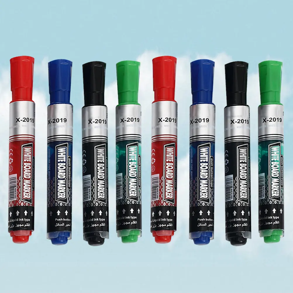 8Pcs 프레스 플로우 화이트보드 마커 종이 유리 플라스틱 드라이용 프리미엄 환경 친화적인 방수 지울 수 있는 마커 펜