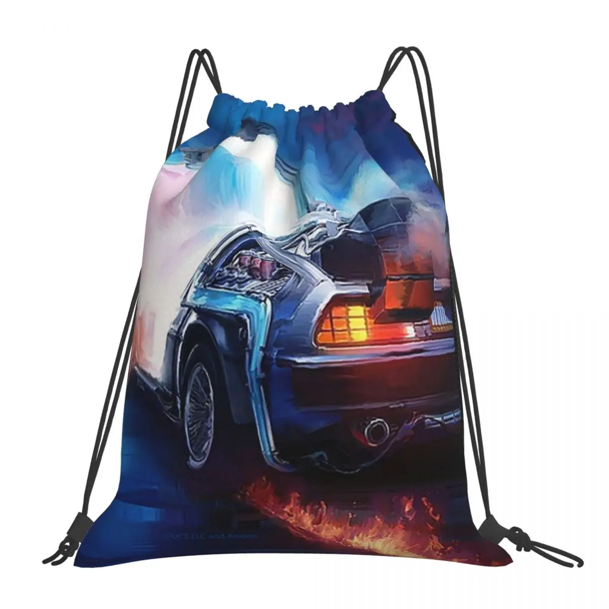 

Back To The Future Delorean Time Machine Backpacks Drawstring Bags Drawstring Bundle Pocket Sports Bag Book Bags Travel School