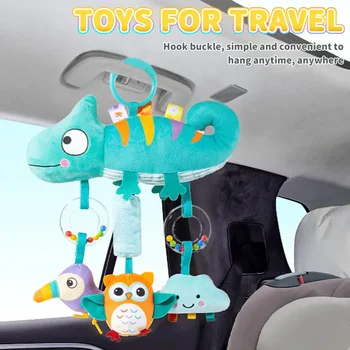 Crib Hanging Rattles Toys Baby Toys Cartoon Animal Spiral Hanging Toy with Ringing Bell Stroller Car Toys for Infant Newborn 1