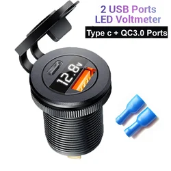 High - Power Type C Fast Charging Dual USB Motorcycle Power Outlet Charger (4)