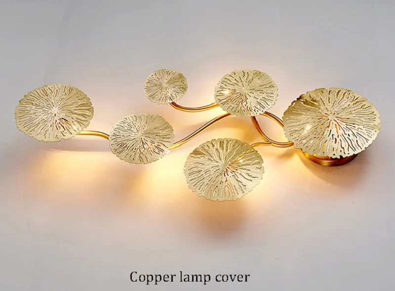 plug in wall lamp Copper Lustre Gold Lotus Leaf Wall Living Room Lamp Vintage Retro Bedside Art Decoration Home Lighting Wall Sconces led wall lights