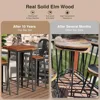 Bar Table and Chairs Set,Pub Table and Chairs Set of 2,with Elm Solid Wood and Thickened Metal Frame,for Small Space,Bistro Cafe 3