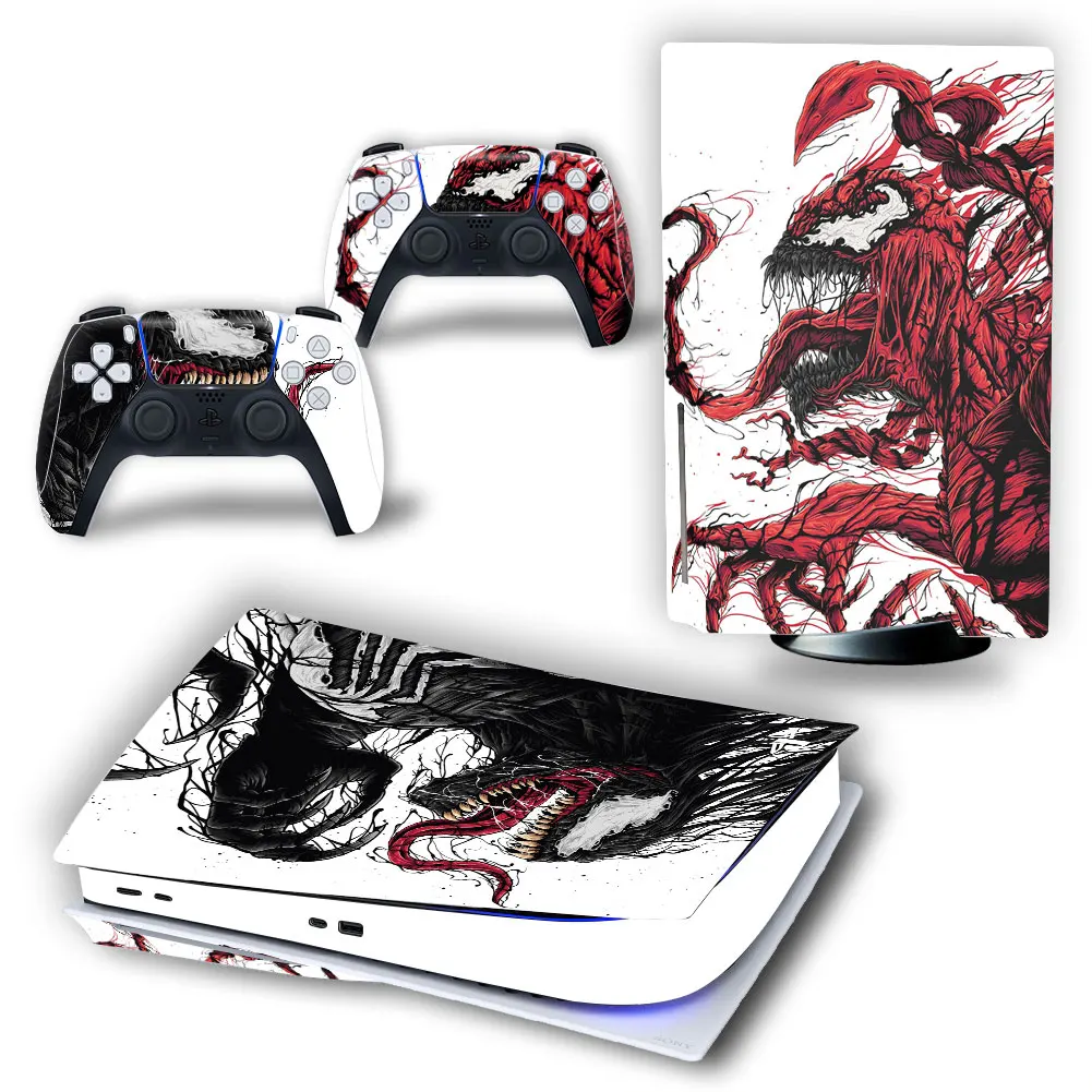 Marvel Venom PS5 Disc Edition Skin Sticker Cover Decal for PlayStation 5 Console and 2 Controllers PS5 Disc Skin Sticker Vinyl 
