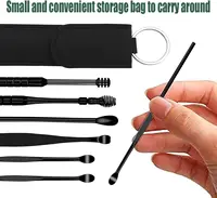 6Pcs/set Ear Cleaner Ear Wax Pickers Stainless Steel Earpick Wax Remover Piercing Kit Earwax Curette Spoon Care Ear Clean Tools 2