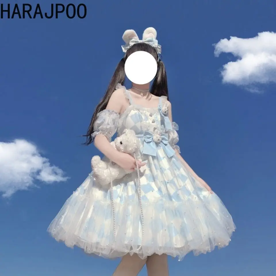 

Модное женское платье Harajpoo в японском стиле Лолита, повседневное милое короткое платье JSK Rabbit Y2K для девушек