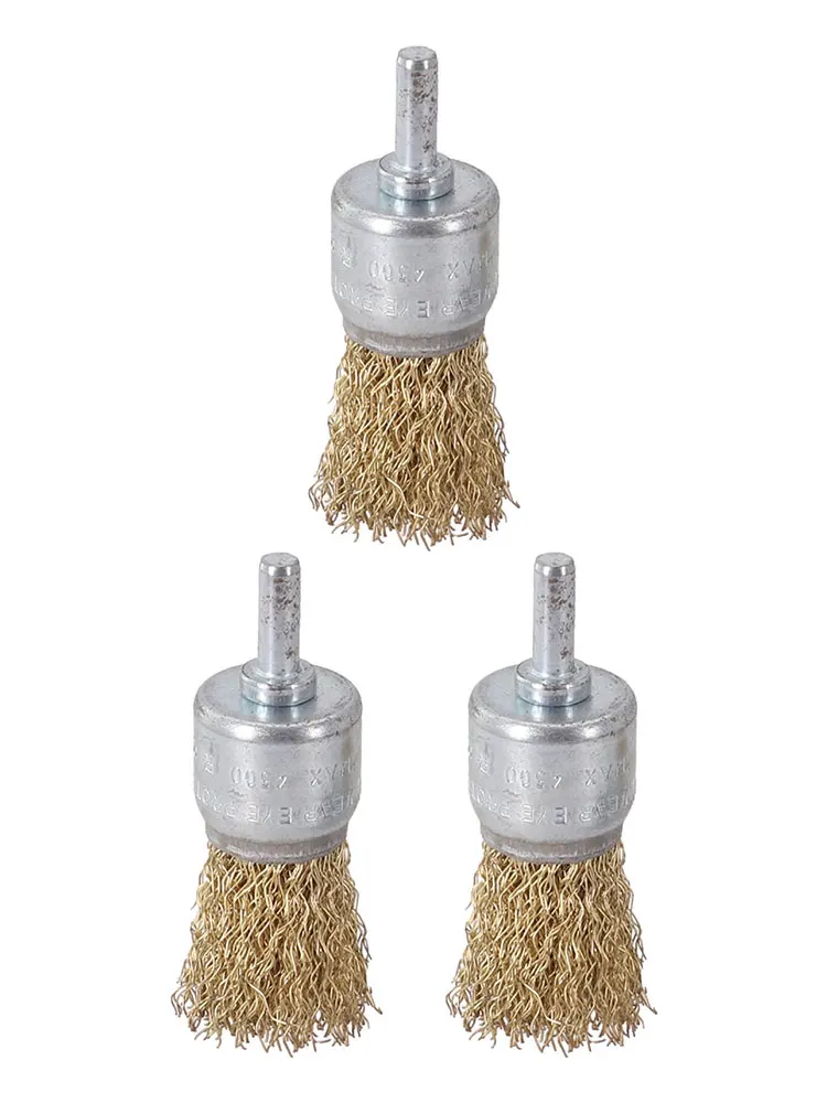 Nützliche Heißer Verkauf Neue Praktische Messing Draht Pinsel Ende Draht Bürsten Für Bohrer Rost Entfernung Werkzeug 25mm 3 stücke 6mm Schaft – Detail 16