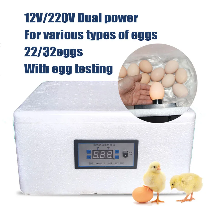 25,eps Energysaving Mute Bionic Waterbed Incubator 22 Eggs 12v/220v