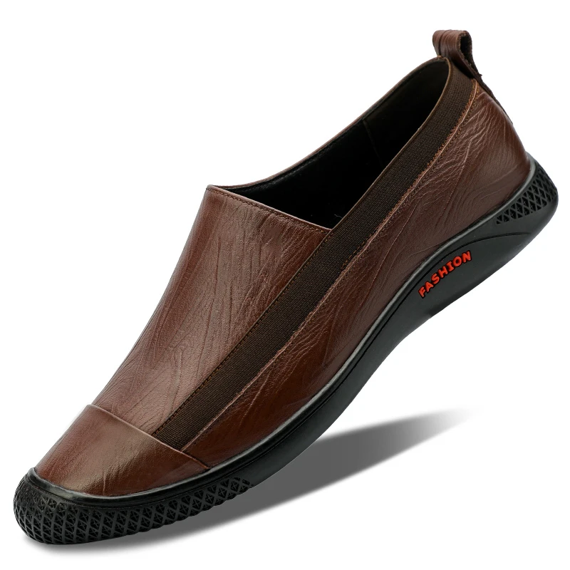 

Мокасины мужские кожаные, брендовые официальные туфли из натуральной кожи, мягкая подошва, Повседневная Свадебная обувь, коричневые