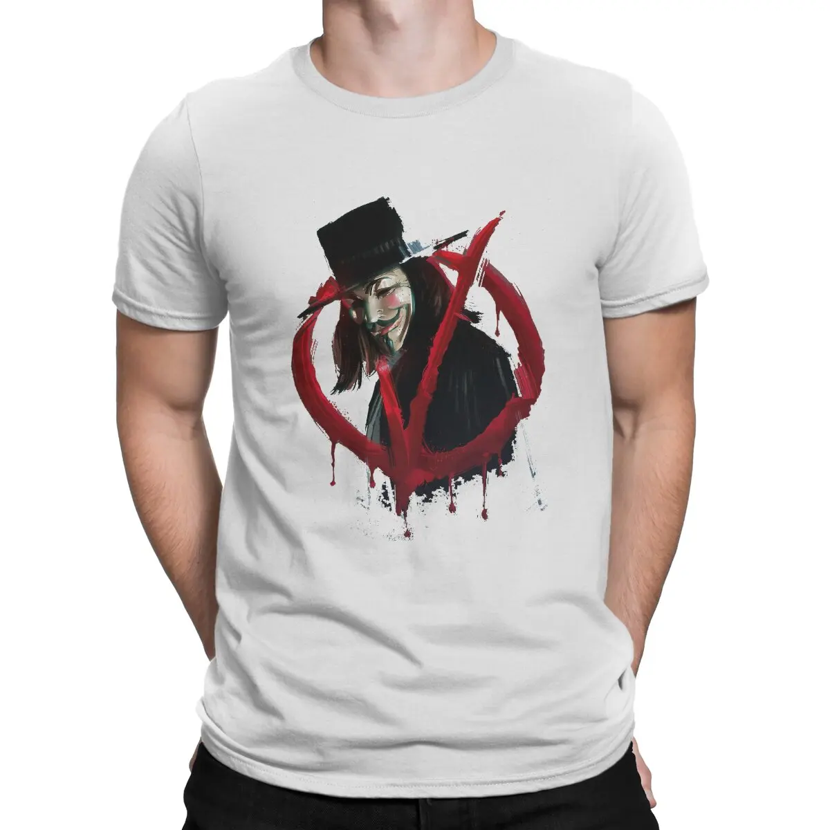 Oil Painting Men's T Shirt V For Vendetta Novelty Tees Short