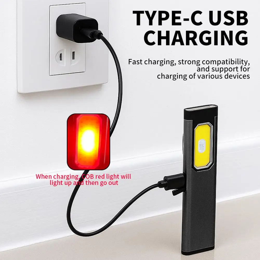 Latest LED Keychain Flashlight USB RechargeableEmergency Small Torch With Pen Clip Portable Work Light With Magnet Flashlight