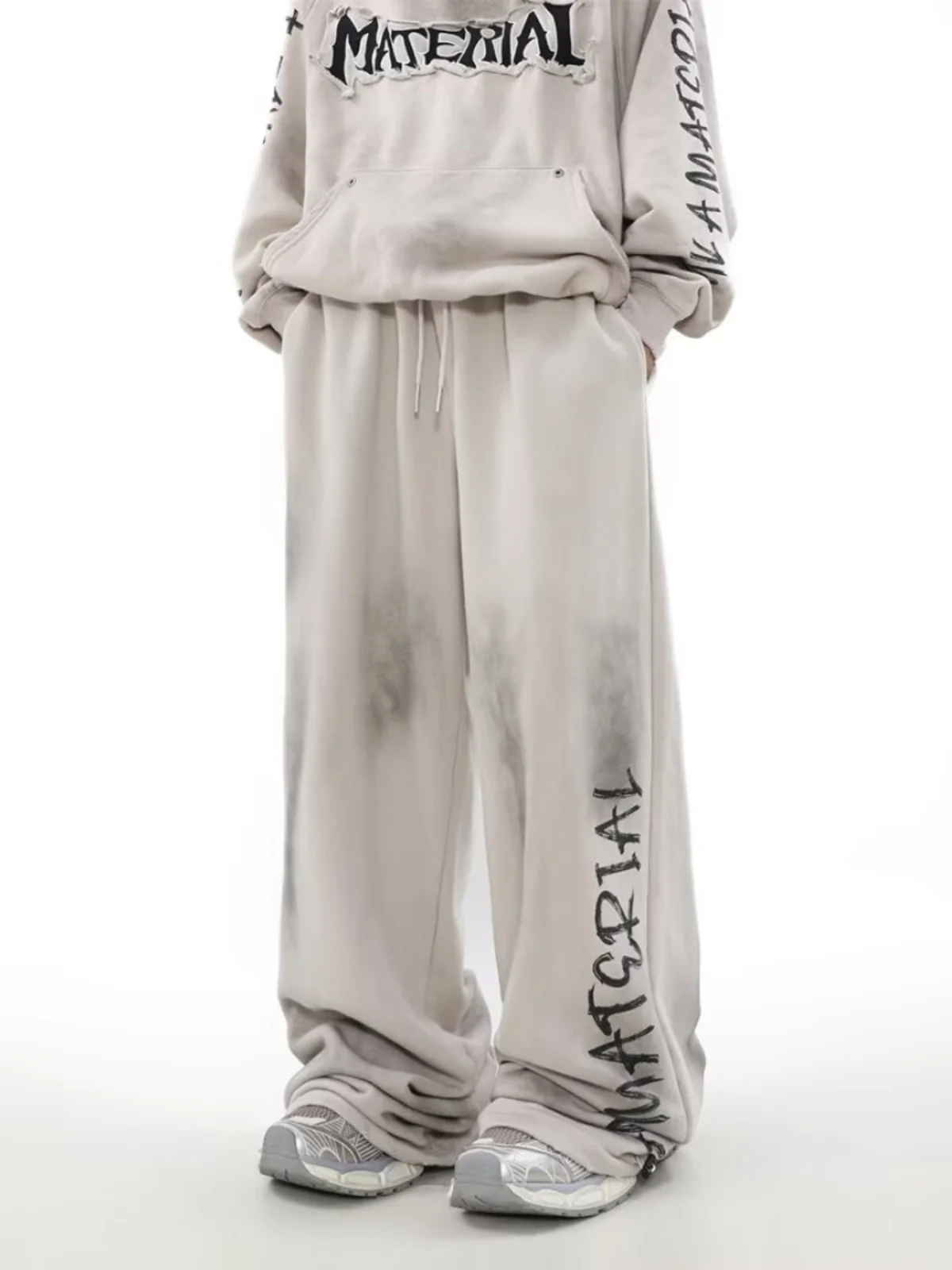 Retro American Heavyweight Mud Dye Zipper Hoodie Set ex Hiphop Sweatpants Sport Two Piece Set Youth Casual Autumn Winter