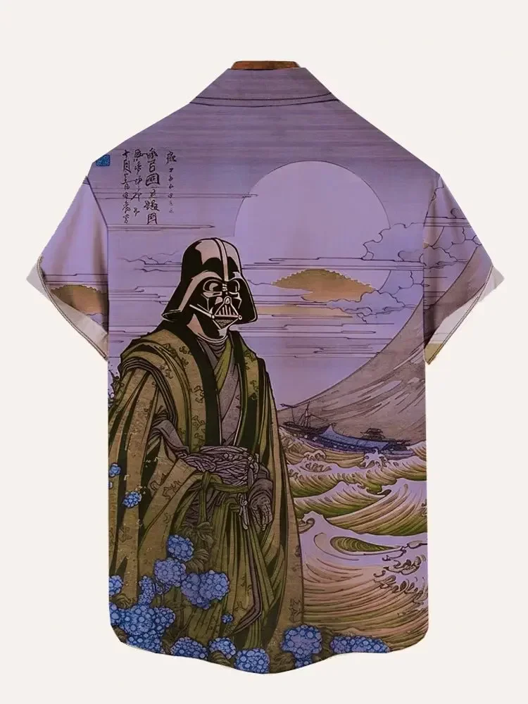 Mens Casual Japanese Art Ocean Octopus Printed Shirt