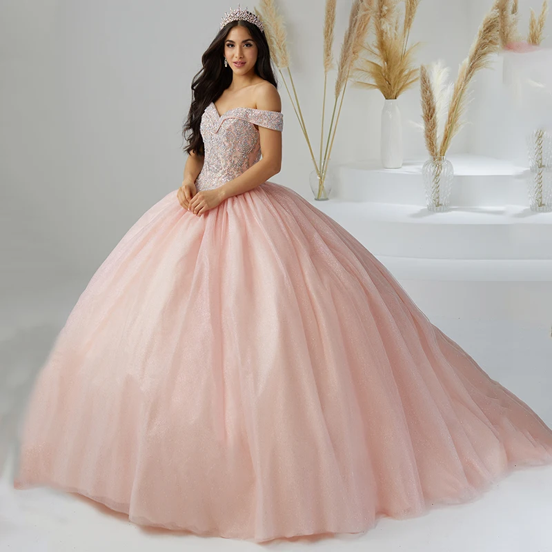 

Off the Shoulder Quinceanera Dresses Beaded Vestidos De 15 Años with Capes Quinceañeras Birthday Crystal Ball Gown Womenفساتين